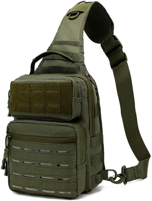 Outdoor Sports Hiking Sling Bag Shoulder Pack Camouflage Tactical Molle Chest Bag - Green