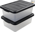 Teyyvn 14 L Clear Storage Box 2-Pack Plastic Storage Bin with Black Lid
