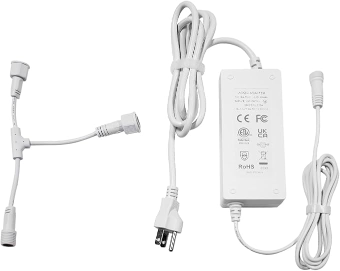 ASAHOM Power Injection T-Connector with S1080 Power Supply Only for ASAHOM S1080 RGBCW Permanent Outdoor Lights Pro White