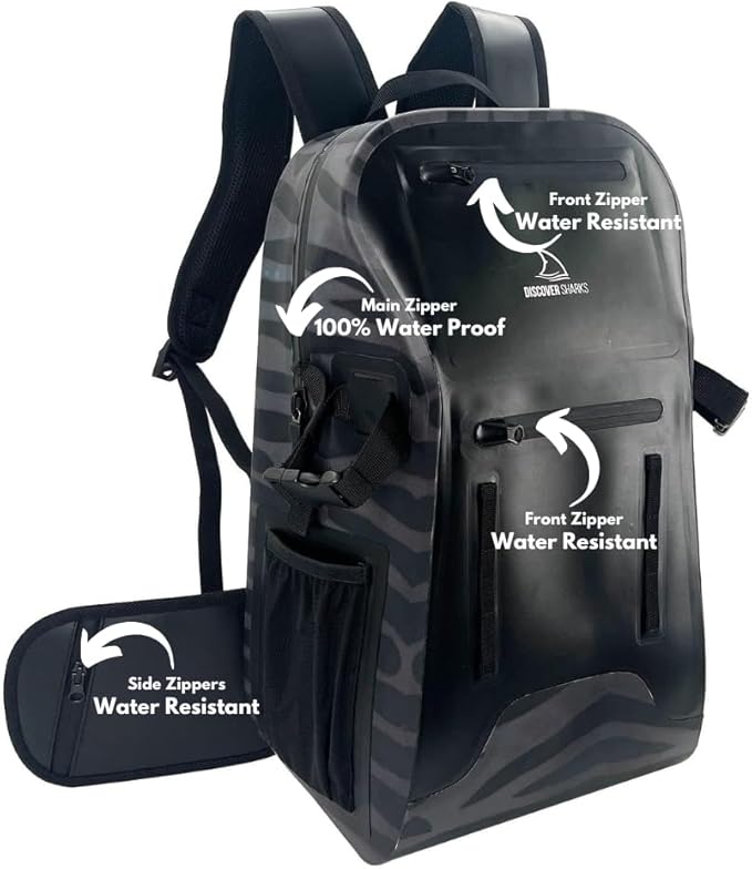 Eco-Friendly Dry Backpack Dry Bag with removable waist strap. Comfortable extremely durable and 30L size.