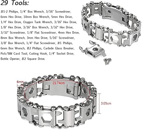 Multitool Bracelet 29 in 1 22cm Stainless Steel Outdoor Travel Men Watch Strap Trend Bracelet with A Pry Tool