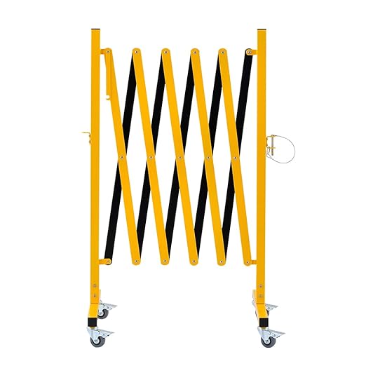 GYMTIME Easily Assembled Expandable Metal Barricade 8 Feet Portable Safety Barrier with Casters Flexible Fence Mobile Barrier Gate Adjustable Traffic Fence