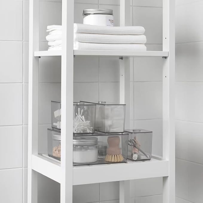 GODMORGAN Plastic Square Box with Lid (Clear Standard) - Set of 5 to Organise Jewllery and make up and Accessories