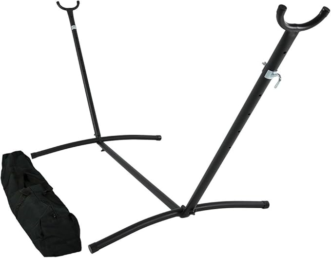 Sunnydaze Brazilian Portable Steel Hammock Stand for Outside with Carrying Case - 400-Pound Capacity Hammock Frame - Black Finish