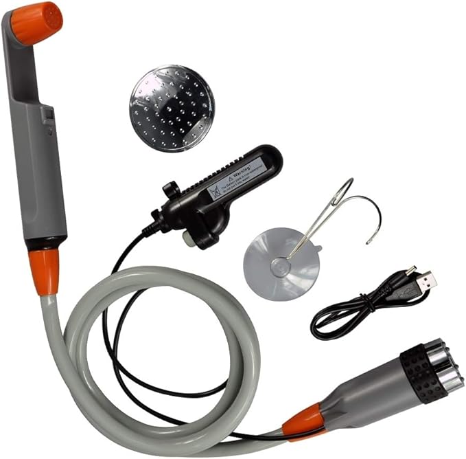 Moonight Portable Camping Shower Battery Powered Helio Pressure Shower for Outdoors Camping Pet Cleaning Car Washing Plants Watering Battery Powered Pump Watering System