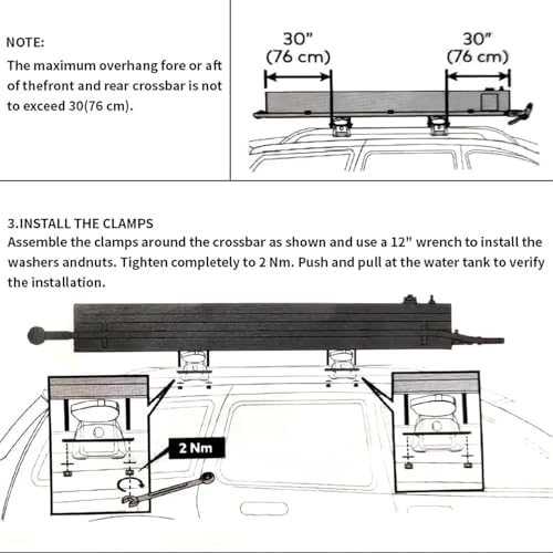 30L Pressurized Water Tank for Camping Shower - Solar Roof Rack Water Storage with Hose &amp Shower Head for Trucks RVs SUVs &amp Off-Road Vehicles