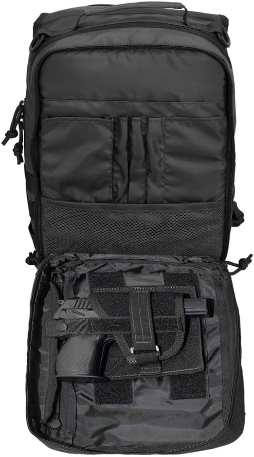 REEBOW GEAR Tactical Sling Bag Pack w/Gun Holster Small Military Rover Shoulder Sling Pack Molle Assault Range Bag Everyday Carry Diaper Bag (Style 07-Black)