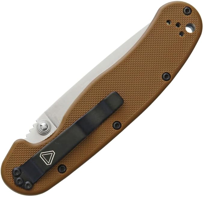 Ontario Knife Company Rat II Satin D2 Tool Steel Drop-Point Blade Folding Pocket Knife Coyote Brown G-10 Handle Liner Lock Knife Everyday Carry Knife – ON8828CB