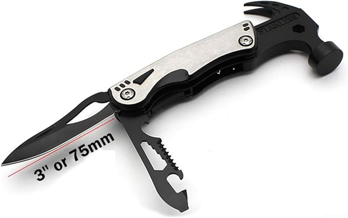 Hammer Multi-functional Tool 14 In 1 Kit for Car Emergency Camping Household (Hammer Bottle Opener Survival Camping Knife Hand Saw) Stainless Steel