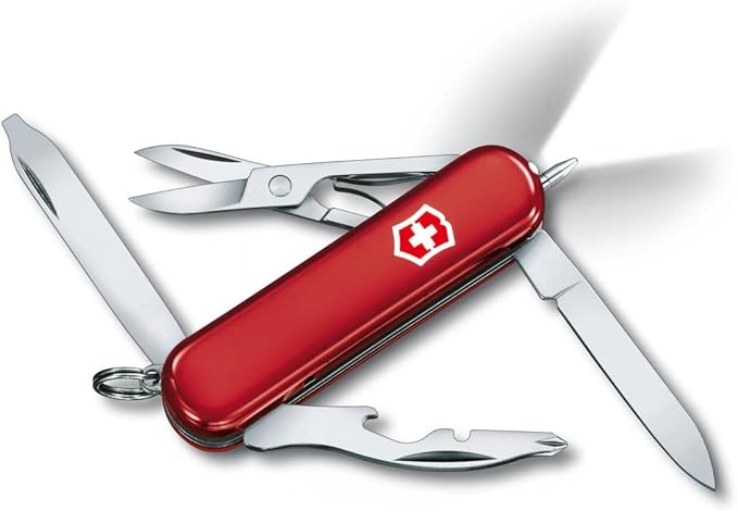 Victorinox Midnite Manager Swiss Army Knife Small Multi Tool 10 Functions LED Scissors Red