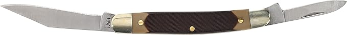 Old Timer 104OT Small Canoe 4.7in Stainless Steel Traditional Folding Pocket Knife with Clip Point and Drop Point Blades Sawcut Handle and Convenient Size for EDC Camping Hunting and Outdoors
