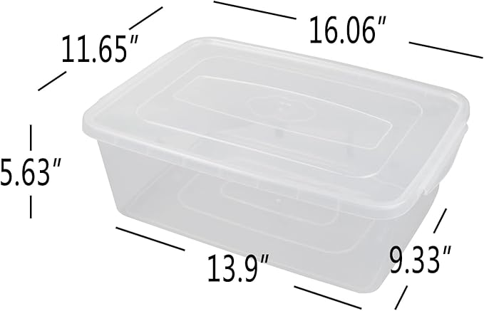 16 Quart Clear Storage Bins Plastic Tubs with Lids for Storage 2-Pack
