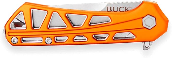 Buck Knives 814 Mini Trace Folding EDC Knife 2.43” Pocket Knife Blade Aluminum Handle 7Cr17MoV Steel Drop Point Folding Blade Orange 1.85 oz