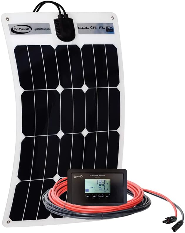 Go Power! (GP-FLEX-35) 35W Flexible Mono Crystalline Solar Kit with 10 Amp PWM Solar Controller