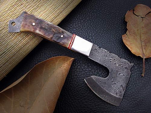 Axe Damascus Steel 7.5 Sheep Horn Handle Mini Axe