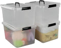 Begale 17.5 Quart Plastic Large Storage Container Clear Latch Bin with Handle and Lid 4-Pack