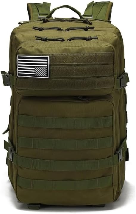 Men and Women 45L Outdoor Camouflage Backpack Capacity Hiking and Camping Bag Multi-functional Storage 3D Backpacks (Green 45L)