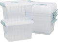 Gloreen 6 Packs 6 Quart Clear Lidded Storage Bins Plastic Latching Container Box with Handle