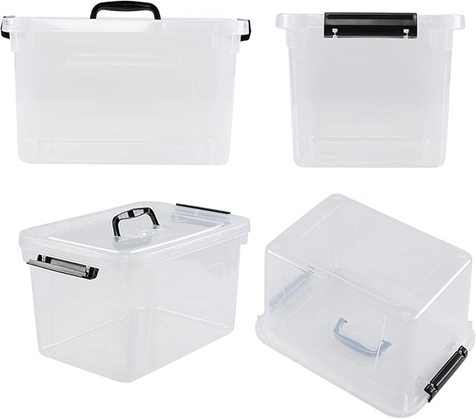 10 Liter Plastic Storage Box 4-pack Clear Latch Storage Bins with Lids