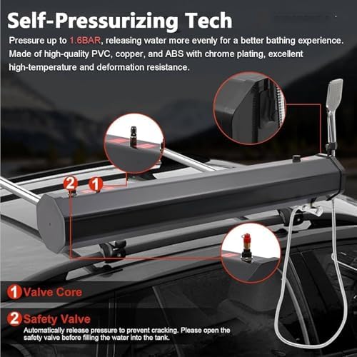 Portable Solar Camping Shower Kit - 18L Handheld Showerhead with Roof Rack Mount for Hiking Beach Car Wash - Ideal Outdoor Shower Solution