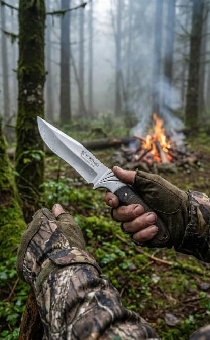 iFIELD Sport Hunting Knife Camper EL29009 Outdoor Knifewith 5.5 inch Blade Size Survival Knife Includes Brown Leather Sheath Camping Tool for Fishing Hunting Sport Activity