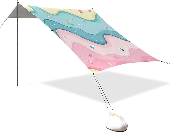 ALAZA Cute Ice Cream Pattern Beach Tent Sun Shelter Portable Canopy Sunshade for Outdoor Camping Picnics Backyard Fun 10x9 ft