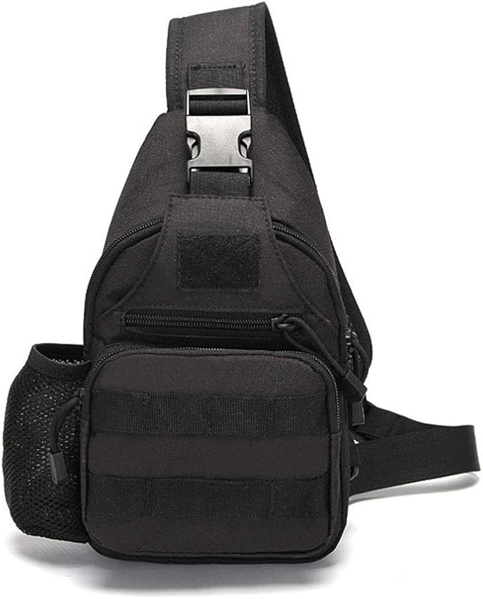 Sunnystacticalgear Outdoor Sports Hiking Sling Bag Shoulder Pack Camouflage Tactical Molle Chest Bag - Black