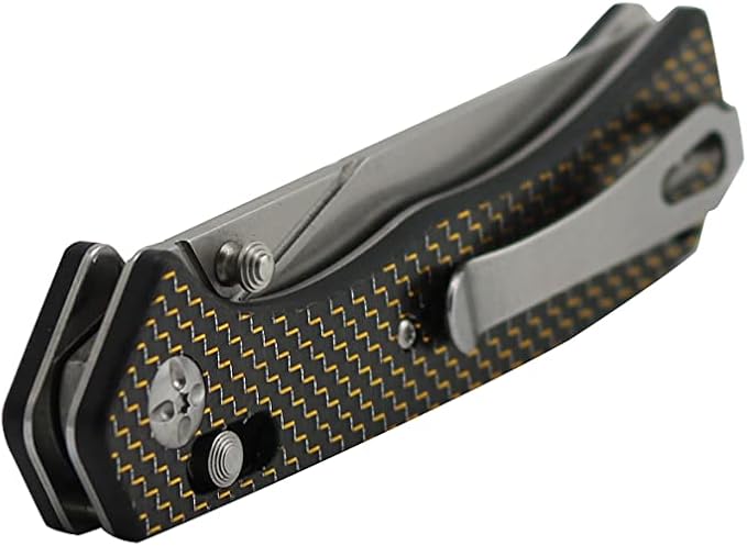 S-TEC Axel Lock EDC Folding Pocket Knife with Carbon Fiber Handle &amp D2 Steel Blade - Series 2 (TS023)