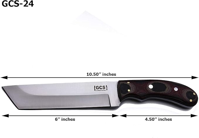 GCS Handmade MicartaHandle D2 Tool Steel Tactical Hunting Knife with leather sheath Full tang blade designed for Hunting &amp EDC GCS 24