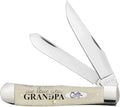 Case XX WR POCKET KNIFE WE LOVE YOU GRANDPA SMOOTH NATURAL BONE TRAPPER 4 1/8 INCHES CLOSED ITEM #144507