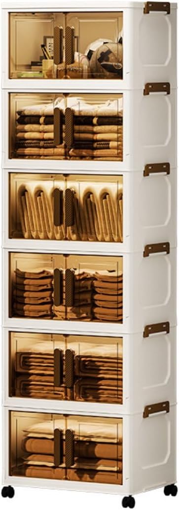 Storage Bins Storage Containers Stackable Plastic Organizer with Lids Foldable Design for Bedroom Office Closet Garage Kids Room Multi Tier Solution