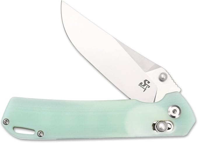 Sitivien ST124 Folding Knife D2 Steel+G10 HandleBall Bearing Pivot Axis lock with Pocket Clip for CampingOutdoor EDC Knife Tool-Jade