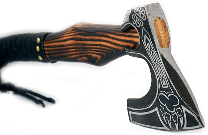 Medieval Style Viking Hatchet – Handmade Hand Forged Tomahawk Axe for Camping &amp Hunting (Black &amp Brown 6054)