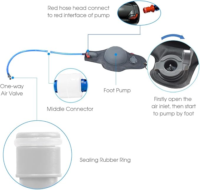 12L Portable Camping Shower Bag with Foot Pump and Shower Head Hose for Camping Hiking Backpacking