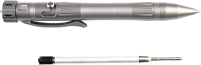 MecArmy TPX12 Mini Titanium Bolt Action Tactical Pen with Replaceable Refill EDC Tactical Pen with Stress-Relief Spinner Tail for Office Outdoor Lightweight for Daily Carry (Titanium Bronze)