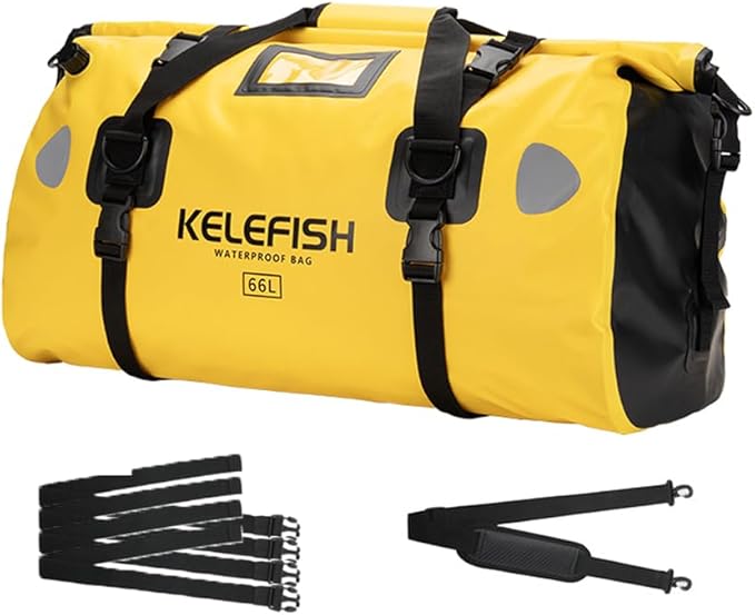 Waterproof Duffel Bag 20L 40L 66L Motorcycle Travel Dry Bag with Quick-fixed Straps for Motorcycling Kayaking Rafting Boating Camping