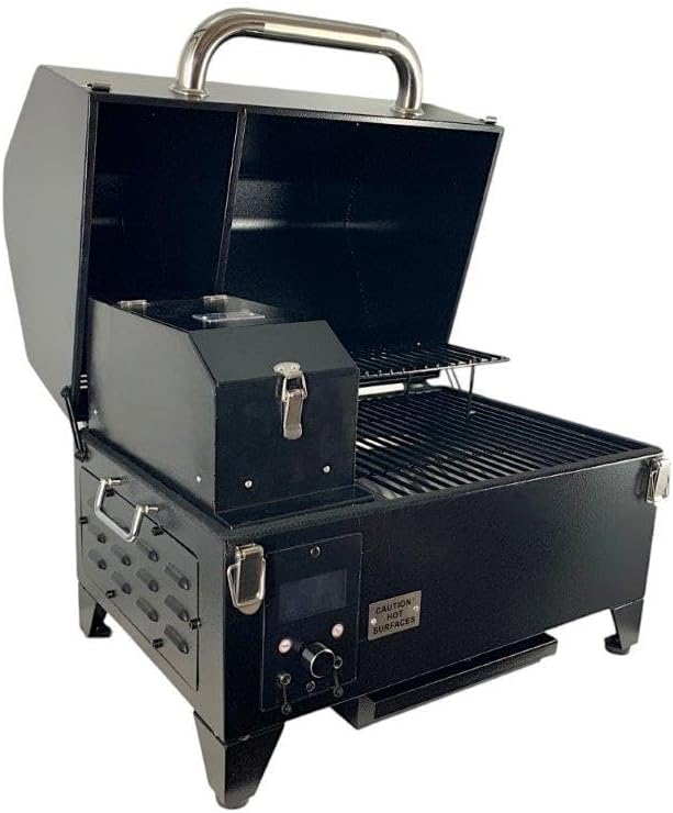 Freedom Portable Pellet Grill &amp Smoker: Digital Display Dual Meat Probes 242 sq in Cooking Area AC/DC Powered Black