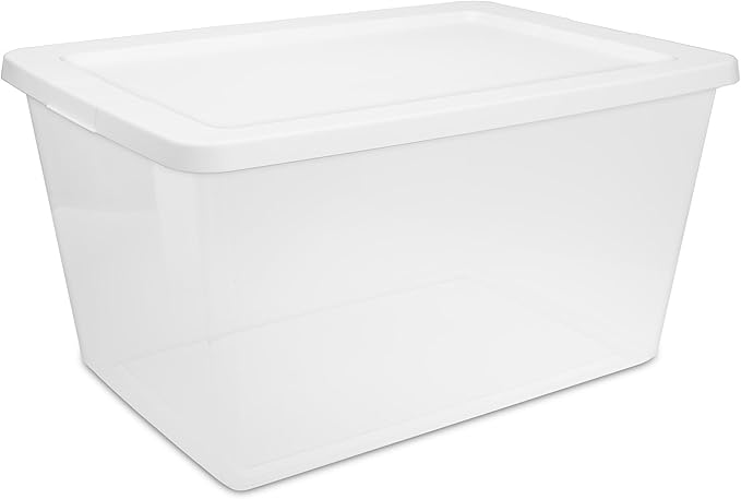 2-Pack 58 Quart Clear Storage Bins with Snap-On White Lids Stackable Plastic Containers for Home Organization Closet Bedroom Garage Storagea