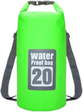 Waterproof Dry Bag 2pcs 5L/10L/15L/20L/30L Outdoor Sport PVC Waterproof Storage Dry Bag for Canoe Kayak Rafting Swimming Travel Kit Sack Backpack for SwimmingBoating(Green 20L)