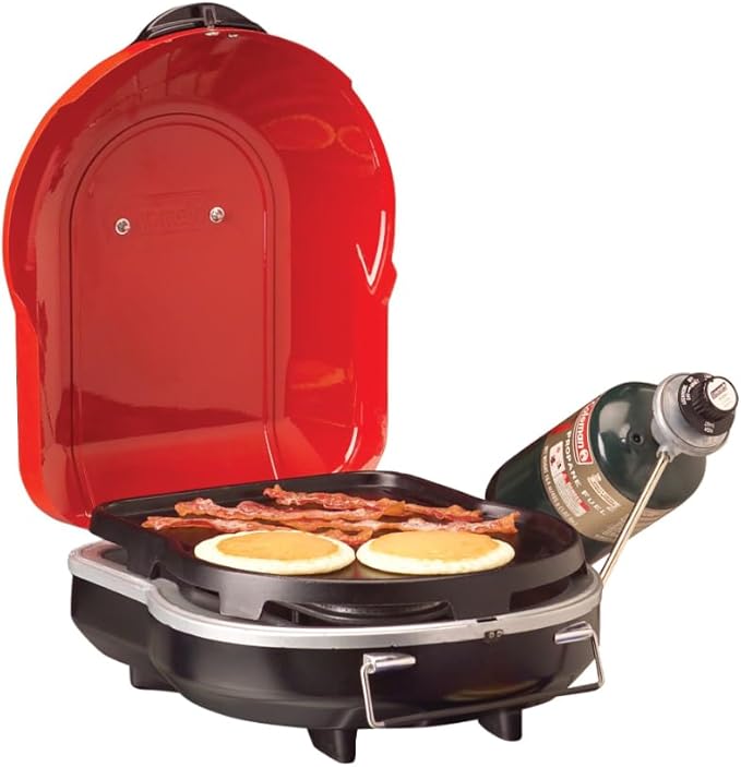 Coleman Fold ‘N Go 6000 BTU Portable Propane Grill Lightweight Gas Grill with Push-Button Starter &amp Adjustable Horseshoe Burner Great for Camping Tailgating Grilling BBQ