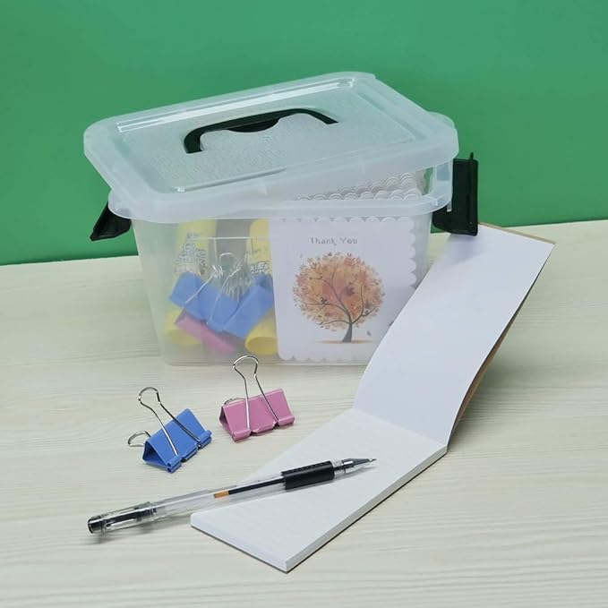 Small Plastic Storage Box 6-Pack 3 Liter Storage Bins with Lid