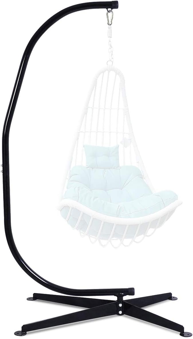 SAFSTAR Hammock Chair Stand Only Hanging Hammock Stand Heavy-Duty Steel Stand Only 330 LBS Load Capacity Only Hammock Swing Stand for Indoors &amp Outdoors Porch Patio Hanging Chair Swing (Black)