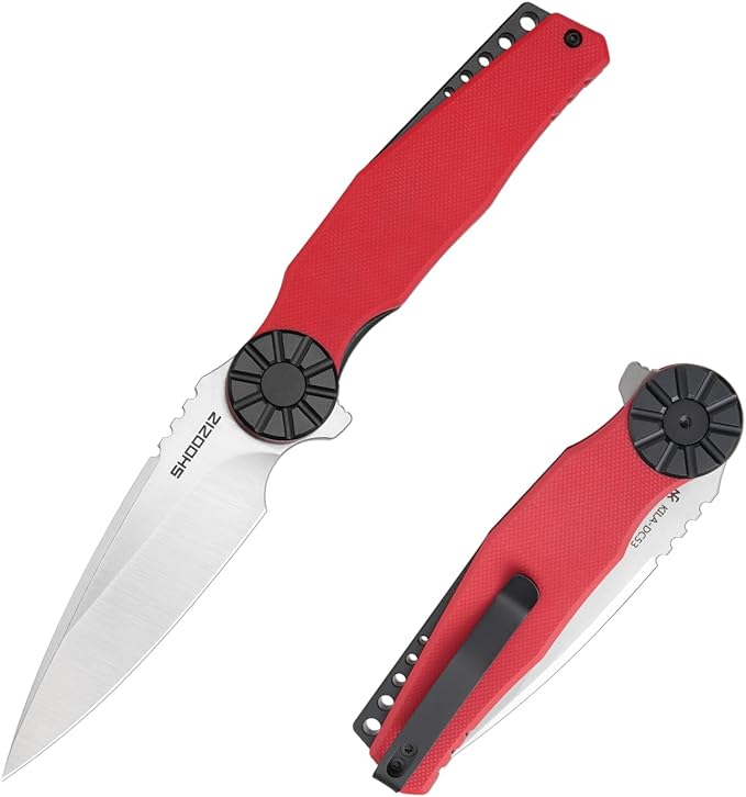 KILA-RGBS 3.15 DC53 Steel Satin Blade Folding EDC Knife for Camping ManBlack Aluminum Bolster + G10 Handle with Pocket Clip.