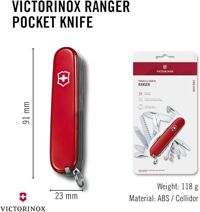Victorinox Swiss Army Ranger Pocket KnifeRed  91mm