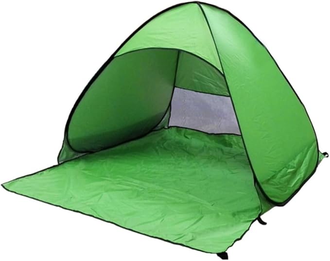 VOSAREA Portable Automatic Pop Up Beach Tent with Silver Coated UV Fabric Sun Shelter for Outdoor Camping and Traveling Rugged Structure with Ground Stakes Easy Instant Setup Green