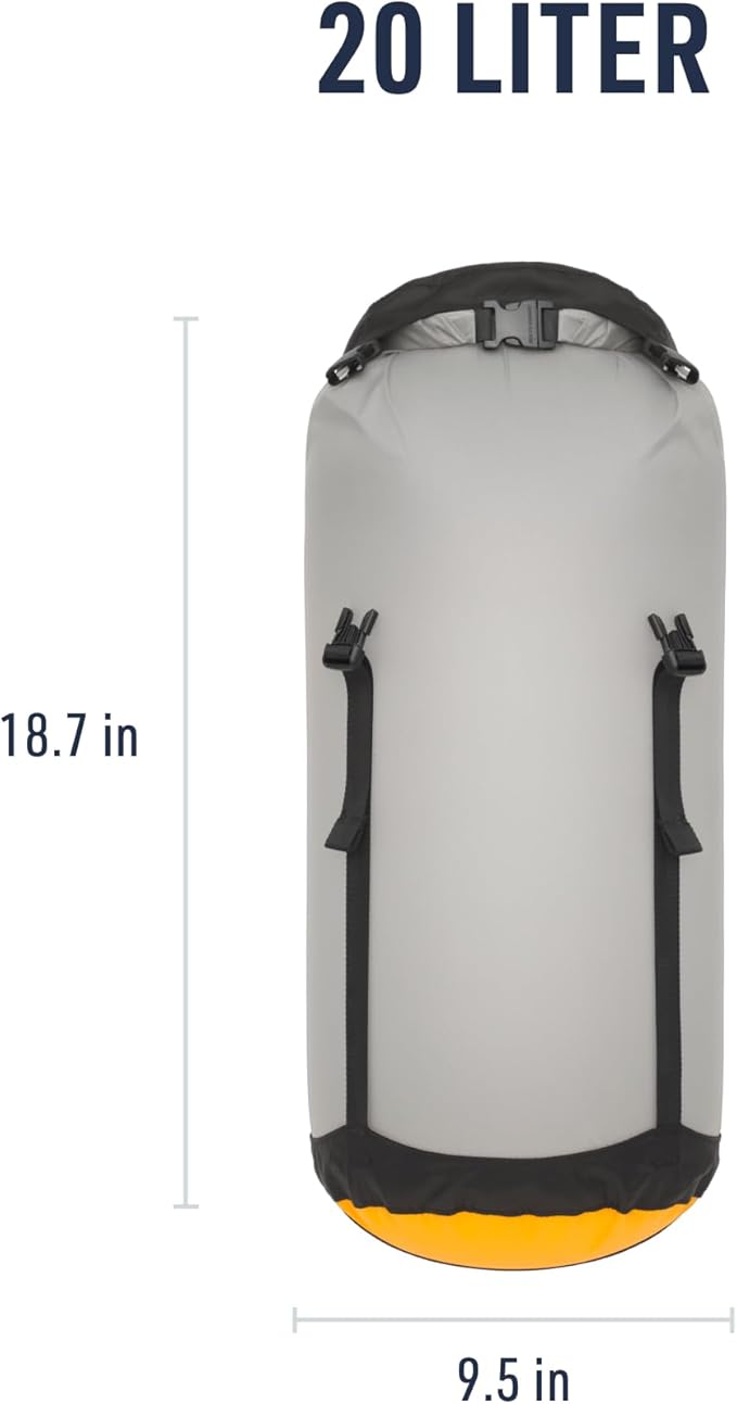 Sea to Summit eVac Ultra-Lightweight Compression Dry Bag Waterproof Dry Storage 20 Liter High Rise Grey