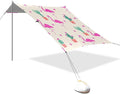 Beach Canopy with Windproof Ropes &amp Sandbags Beach Tent Sun Shade Sun Shelter for Camping Trips Fishing Backyard Fun or Picnics Flamingos