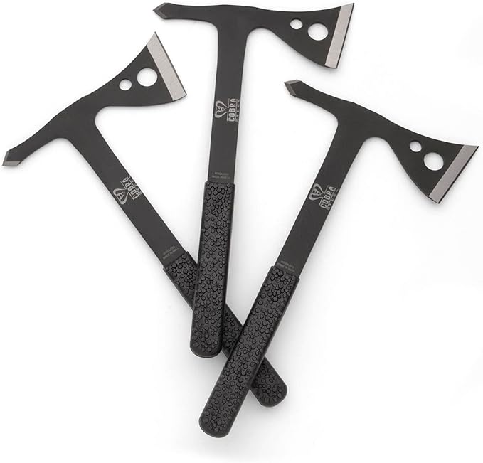 Tomahawk Throwing Axe Set of 3 High Carbon Steel Tactical Axes with Backspike Survival Camping Hatchet Kit Belt Sheath Knife Tomahawk Throwing Guide Outdoor Target Practice