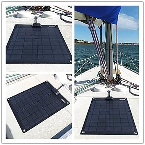 Lensunsolar 30W 12V ETFE Black Flexible Solar Panel 23.5x13.8in ETFE Black Thin Slim Semi-Flexible PERC Mono High Efficiency Solar Cells 12 Volt for Battery Charge Marine RV Campers Boats Tent