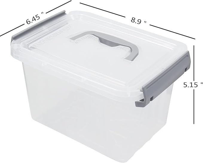 Sandmovie 3 Quart Small Plastic Storage Bin Clear Storage Latch Box with Lids 6 Packs